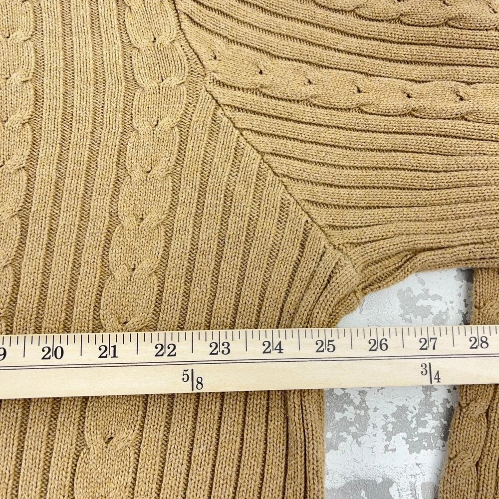 Eddie Bauer Sweater Men Large Tall Brown Heavy Cable Knit Pullover Textured - Picture 10 of 12
